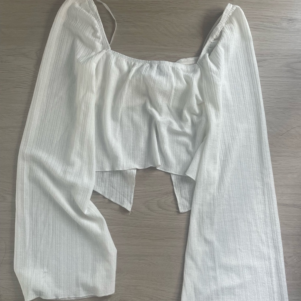 White Ribbed Crop Top - Picture 2 of 3